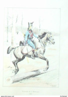 Costume Militaire Cavalier Du 3ème De Hussards En 1806 Signé Rouffet - Estampes & Gravures