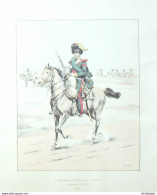 Costume Militaire 5ème Régiment De Chasseurs à Cheval En 1806 Signé J.Rouffet - Stiche & Gravuren