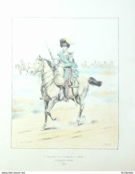 Costume Militaire 5ème Régiment De Chasseurs à Cheval En 1806 Signé J.Rouffet - Stiche & Gravuren