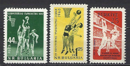 Bulgaria  Yv 890 +1015 +Turquie 1443 Basket-ball ** - Basketbal