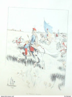 Costume Militaire Hussards En 1899 Signé Louis Vallet - Stiche & Gravuren