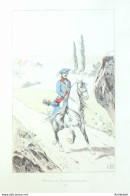 Costume Militaire Hussard Des Volontaires-Cantables En 1745 Signé Louis Vallet - Prenten & Gravure