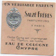 Publicité : Carte Parfumée : SAUZE Frères : Parfumeurs  - Eau De Cologne Chypre - Advertising