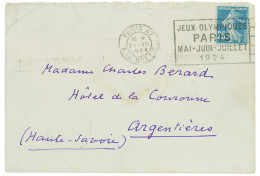 P3484 - FRANCE 24.7.24, FEW DAYS BEFORE THE CLOSING CEREMONY, PARIS SLOGAN CANCEL TO ARGENTIERES. - Ete 1924: Paris