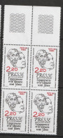 N° 2143 Centenaire Des Lois De La Liberté De La Presse Beaux Blocs De 4 Timbres Neif Impeccable - Unused Stamps