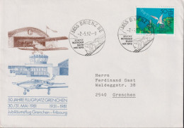 1992 Schweiz, Brief Zum:CH 823, Mi:CH 1465, ⵙ= BRIENZ BE, Rothornbahn, 50 J. Flugplatz Grenchen - Covers & Documents