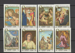 Ajman 1969 Paintings Botticelli, Corregio, El Greco Etc. Set Of 8 Imperf. MNH - Other & Unclassified