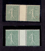 SEMEUSES - PAIRES AVEC INTERPANNEAU - N°130 TI ** MNH TB - N°130J PAPIER GC ** MNH TB - 1903-60 Semeuse Lignée