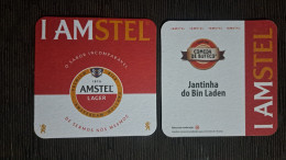 AMSTEL BRAZIL BREWERY  BEER  MATS - COASTERS # BAR JANTINHA DO BIN LADEN  Front And Verse - Beer Mats