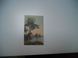 THEME DIVERS CARTE ANCIENNE  COULEUR DENTELER SANS ECRITURE PEINTURE MAISON TOIT CHAUME AU BORD DE LA RIVIERE - ROB -  S - Peintures & Tableaux