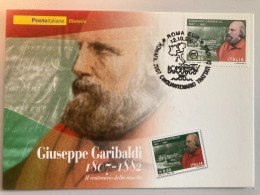 Giuseppe Garibaldi Centenario Della Nascita 1807 - 1882 Con Annullo Postale - History