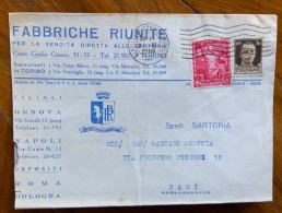 FABBRICHE RIUNITE VENDITA DIRETTA - BUSTA PUBBLICITARIA CON IMPERO 20 C. + IMP. 30 C.  Del 21/3/39 - Marcophilia