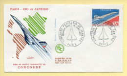 FDC N° PA49 – CONCORDE – Paris – Rio De Janeiro – 75 Paris 10/01/1976 - 1970-1979