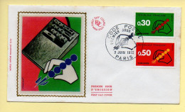 FDC N° 1719/1720 – Code Postal – 75 Paris 3/06/1972 (soie) - 1970-1979