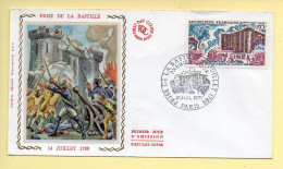 FDC N° 1680 – Prise De La Bastille (14 Juillet 1789) – 75 Paris 10/07/1971 (soie) - 1970-1979