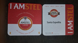AMSTEL BRAZIL BREWERY  BEER  MATS - COASTERS # BAR SANTA EXPEDITA Front And Verse - Beer Mats