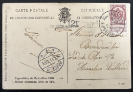 Belgique 1910 - N°82V Sur Carte Postale  Départ Elsene Vers Haarlem Nederland - Rare - 1893-1907 Wappen