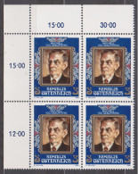 1982 , Mi 1723 ** (3) - 4er Block Postfrisch -  100. Geburtstag Von Max Mell - Neufs