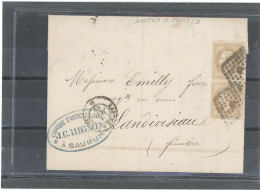 42  -CACHET FERROVIAIRE -AMBULANT - NANTES A PARIS /LAC -SAUMUR POUR LADIVISIAU-N°28 B PAIRE Obl LOSANGE NP -CàD AMBULAN - Railway Post