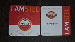 AMSTEL BRAZIL BREWERY  BEER  MATS - COASTERS # BAR GATA AZUL  Front And Verse - Beer Mats