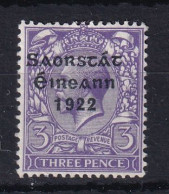 Ireland: 1922/23   KGV OVPT    SG57    3d      MH - Unused Stamps