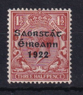 Ireland: 1922/23   KGV OVPT    SG54    1½d      MH - Nuovi