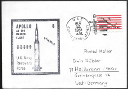 US Space Cover 1968. "Apollo 8" Launch. USS Guadalcanal - Etats-Unis