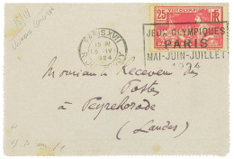 P3496 - FRANCE 15,4,24 SLOGAN CANCEL R.JOUFFROY SINGLE USE FOR THE 25 CT. - Ete 1924: Paris