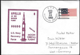 US Space Cover 1968. "Apollo 8" Recovery. USS Nicholas - USA