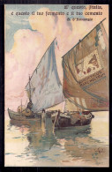 ITALIE 1920 CARTE POSTALE DE BATEAUX À VOILES AVEC MESSAGE EN LATINE - Fishing Boats