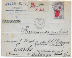 MADAGASCAR Dispersion D'une Collection D'oblitération Lettre Recommandée PAR AVION Timbres Càd ANTALAHA 1940 - Lettres & Documents
