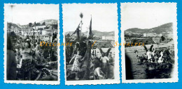 Alpes-Maritimes * Villefranche Sur Mer, Combat Naval Fleuri, Bataille De Fleurs * 3 Photos Originales 1947 - Lieux