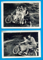 Ancienne Moto Jeunes Femmes * 2 Photos Originales 1936 - Lieux