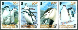 ARCTIC-ANTARCTIC, SOUTH GEORGIA 2008 WWF STRIP OF 4, PENGUINS** - Faune Antarctique