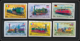 Ajman - 2663/ N° 1197/1202 B Trains Train Old Locomotives Non Dentelé Imperf ** MNH Rocket Lafayette Tenderlok - Trains