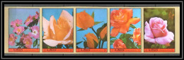 Ajman - 2643/ N° 2078 / 2082 B Roses Non Dentelé Imperf ** MNH Fleurs Flowers Strip 5 - Ajman