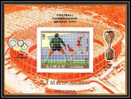 Ajman - 2625b Bloc 197 B World Football Cup 1970 Mexico Soccer Overprint Gold Brazil Champion ** MNH Non Dentelé Imperf - Ajman