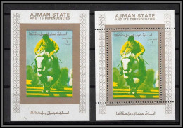 Ajman - 2605 N°2612 A/B Cheval Horse Equitation Jumping Error Misssing Color ** MNH MUNICH 1972 + Non Dentelé Imperf - Ajman