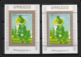 Ajman - 2605 N°2612 A/B Cheval Horse Equitation Jumping Error Misssing Color ** MNH MUNICH 1972 + Non Dentelé Imperf - Ete 1972: Munich