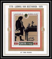 Ajman - 2588/ N° 799 Deluxe Miniature Sheet Beethoven Musique Music ** MNH  - Musica