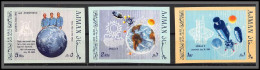 Ajman - 2580/ N° 466/468 B Apollo 11 1969 Landing Moon Aldrin Collins Armstrong Espace (space) ** MNH Non Dentelé Imperf - Ajman