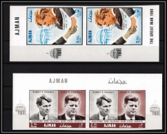 Ajman - 2575y/ N° 299/300 B Fighters For Human And Civil Rights 1968 Kennedy ** MNH Non Dentelé Imperf Paire - Ajman