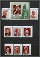 Ajman - 2546 N° 1246/1253 A + Bloc 338 A Champions Of Peace De Gaulle Kennedy Adenauer Pape Pope Eisenhower ** MNH 1970 - De Gaulle (General)