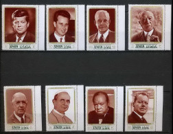 Ajman - 2545 N° 1246/1253 A Champions Of Peace De Gaulle Kennedy Adenauer Pape Pope Eisenhower Baudouin ** MNH 1970 - Kennedy (John F.)