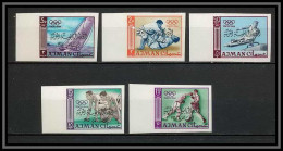 Ajman - 2535a N°53/57 II B Surcharge Overprint Pen Arab Jeux Olympiques Olympic Games Tokyo 1964 Non Dentelé Imperf MNH - Sommer 1964: Tokio