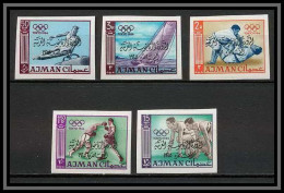 Ajman - 2535 N°53/57 II B Surcharge Overprint Pen Arab Jeux Olympiques Olympic Games Tokyo 1964 Non Dentelé Imperf MNH - Sommer 1964: Tokio