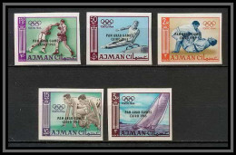 Ajman - 2533 N°53/57 I B Surcharge Overprint Pen Arab Jeux Olympiques Olympic Games Tokyo 1964 Non Dentelé ** MNH Imperf - Ajman