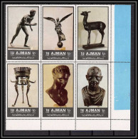 Ajman - 2518c/ N° 2064/2069 A ** MNH Ancient Bronze Sculptures COIN DE FEUILLE - Ajman