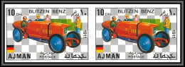 Ajman - 2504j/ Blitzen Benz 1911 Racing Cars ** MNH Paire Non Dentelé Imperf ** MNH Mercedes  - Autos