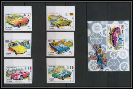 Ajman - 2502a/ N° 956/961 B + Bloc 291 B Voiture (Cars) Sport Cars Non Dentelé ** (imperforate) ** MNH Honda Alpine - Cars